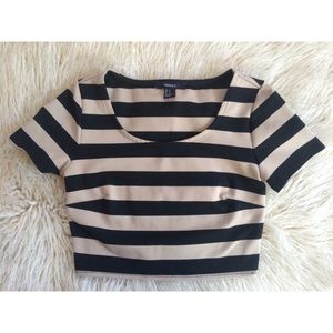 Black and Tan striped crop top
